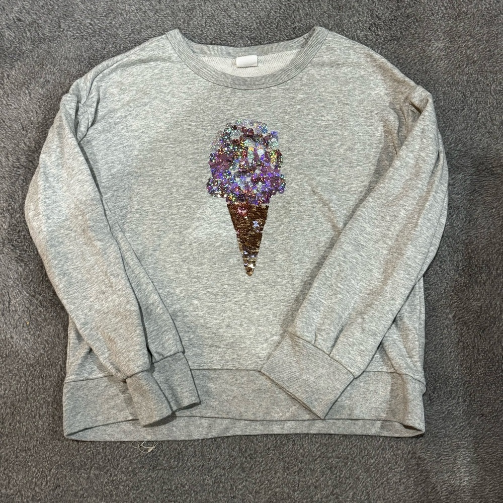 GAPkids girls grey sweatshirt with ICE CREAM flippy sequence XXL